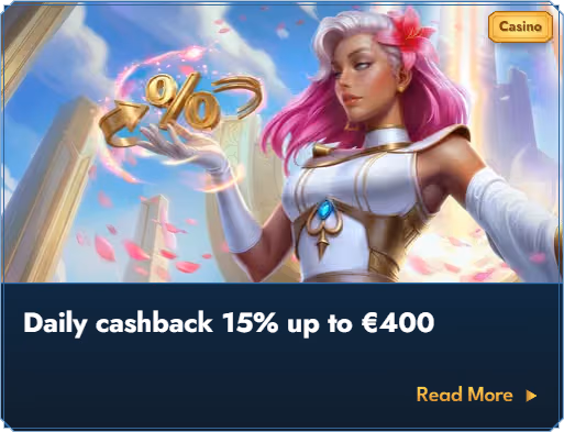 Banner för Casea Casino daglig cashback